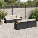 9 Piece Garden Sofa Set with Cushions Black Poly Rattan