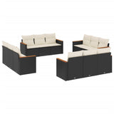 12 Piece Garden Sofa Set with Cushions Black Poly Rattan - Front View