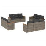 12 Piece Garden Sofa Set with Cushions Grey Poly Rattan - Front View