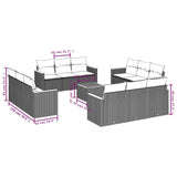 13 Piece Garden Sofa Set with Cushions Grey Poly Rattan - Side View