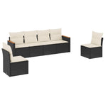 6 Piece Garden Sofa Set with Cushions Black Poly Rattan