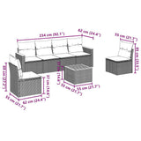 7 Piece Garden Sofa Set with Cushions Black Poly Rattan