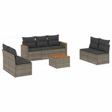 8 Piece Garden Sofa Set with Cushions Grey Poly Rattan - Front View