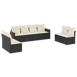 8 Piece Garden Sofa Set with Cushions Black Poly Rattan - Front View