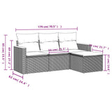 4 Piece Garden Sofa Set with Cushions Grey Poly Rattan