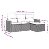 4 Piece Garden Sofa Set with Cushions Grey Poly Rattan - Side View