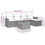 6 Piece Garden Sofa Set with Cushions Grey Poly Rattan - Side View