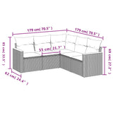 5 Piece Garden Sofa Set with Cushions Beige Poly Rattan - Side View