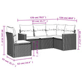 5 Piece Garden Sofa Set with Cushions Grey Poly Rattan - Side View