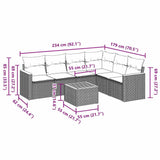 7 Piece Garden Sofa Set with Cushions Black Poly Rattan - Side View