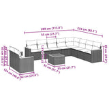 11 Piece Garden Sofa Set with Cushions Black Poly Rattan