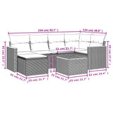 7 Piece Garden Sofa Set with Cushions Black Poly Rattan - Side View