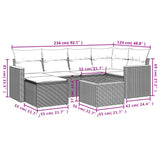 7 Piece Garden Sofa Set with Cushions Grey Poly Rattan - Side View