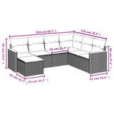 7 Piece Garden Sofa Set with Cushions Black Poly Rattan - Side View