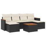7 Piece Garden Sofa Set with Cushions Black Poly Rattan - Front View