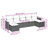 7 Piece Garden Sofa Set with Cushions Black Poly Rattan - Side View