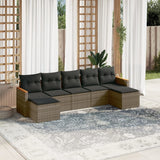 7 Piece Garden Sofa Set with Cushions Grey Poly Rattan