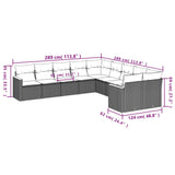 10 Piece Garden Sofa Set with Cushions Black Poly Rattan