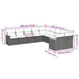 10 Piece Garden Sofa Set with Cushions Grey Poly Rattan - Side View