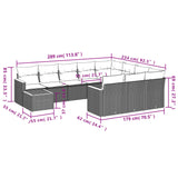 11 Piece Garden Sofa Set with Cushions Grey Poly Rattan - Side View