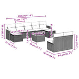 10 Piece Garden Sofa Set with Cushions Black Poly Rattan