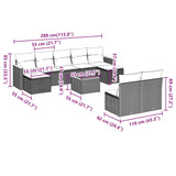 10 Piece Garden Sofa Set with Cushions Black Poly Rattan - Side View