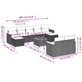 10 Piece Garden Sofa Set with Cushions Black Poly Rattan - Side View