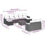 10 Piece Garden Sofa Set with Cushions Grey Poly Rattan - Side View