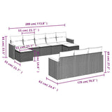 10 Piece Garden Sofa Set with Cushions Black Poly Rattan