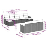 10 Piece Garden Sofa Set with Cushions Black Poly Rattan - Side View