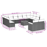 13 Piece Garden Sofa Set with Cushions Black Poly Rattan - Side View