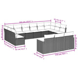 13 Piece Garden Sofa Set with Cushions Grey Poly Rattan - Side View
