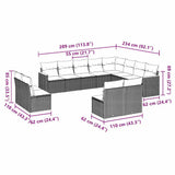 12 Piece Garden Sofa Set with Cushions Black Poly Rattan - Side View