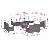13 Piece Garden Sofa Set with Cushions Black Poly Rattan - Side View