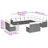 13 Piece Garden Sofa Set with Cushions Black Poly Rattan - Side View