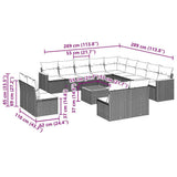 14 Piece Garden Sofa Set with Cushions Black Poly Rattan