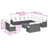 14 Piece Garden Sofa Set with Cushions Grey Poly Rattan - Side View