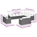 12 Piece Garden Sofa Set with Cushions Black Poly Rattan - Side View