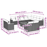 13 Piece Garden Sofa Set with Cushions Black Poly Rattan - Side View