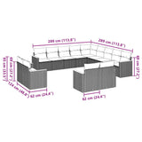 13 Piece Garden Sofa Set with Cushions Black Poly Rattan - Side View