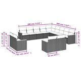 13 Piece Garden Sofa Set with Cushions Grey Poly Rattan - Side View