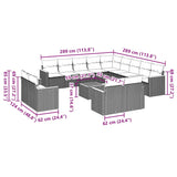 14 Piece Garden Sofa Set with Cushions Black Poly Rattan - Side View