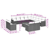 14 Piece Garden Sofa Set with Cushions Grey Poly Rattan - Side View