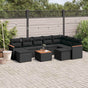 10 Piece Garden Sofa Set with Cushions Black Poly Rattan