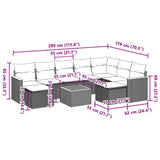 10 Piece Garden Sofa Set with Cushions Grey Poly Rattan - Side View
