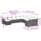 11 Piece Garden Sofa Set with Cushions Black Poly Rattan - Side View