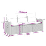 3 Piece Garden Sofa Set with Cushions Black Poly Rattan - Side View