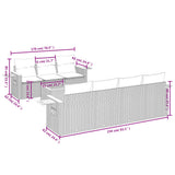 8 Piece Garden Sofa Set with Cushions Grey Poly Rattan