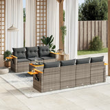 8 Piece Garden Sofa Set with Cushions Grey Poly Rattan