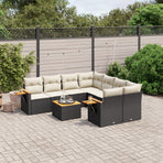 9 Piece Garden Sofa Set with Cushions Black Poly Rattan